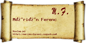 Márián Ferenc névjegykártya
